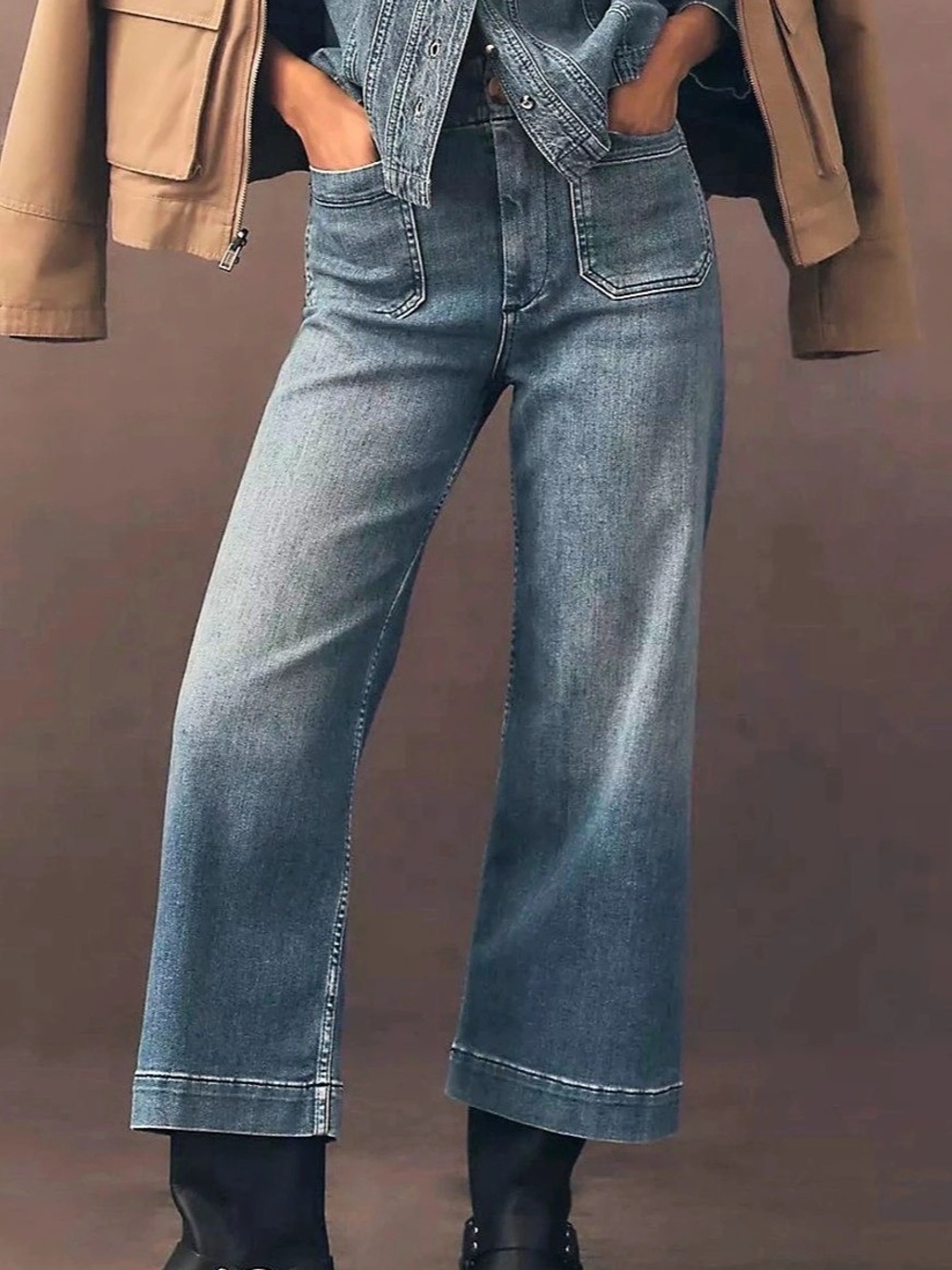 Maeve The Colette Wide Leg Jeans in Blue Waist 28 Like New